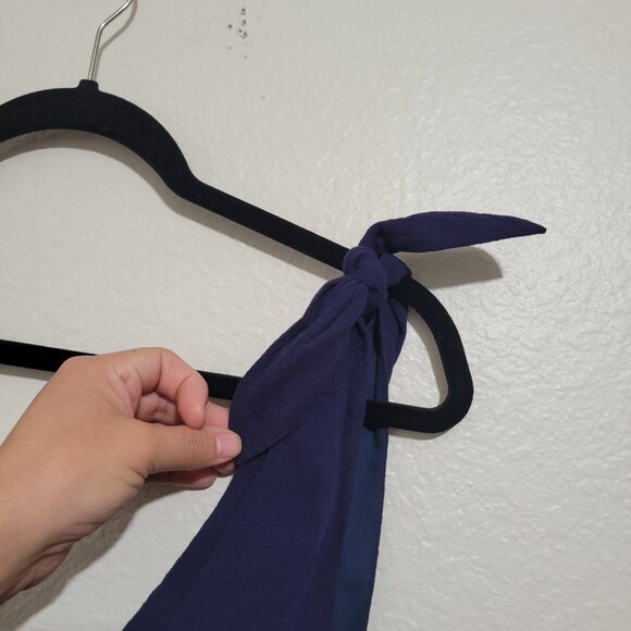 NWT Modcloth Gathered Ruched Crop Top Tie Shoulder Straps Navy Blue Large - Picture 5 of 7